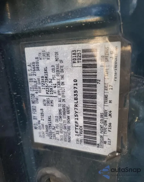 1994 Ford F150 from USA, damaged, VIN 1FTEF15Y7RLB35710